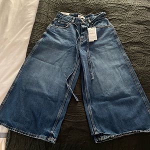 Zara Medium Blue THE High WAIST CULOTTE JEANS Size 6